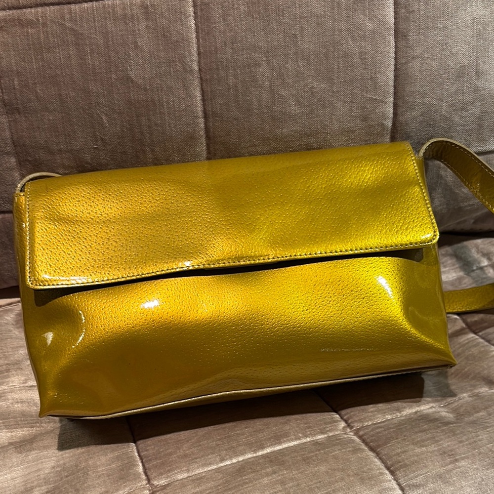 DKNY Metallic Gold Patten Leather Shoulder Bag